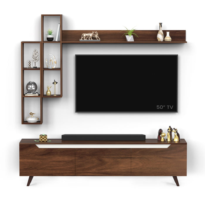 Blesky Miltra TV Entertainment Unit Set Top Box Stand TV Cabinet with TV Unit & Wall Shelves
