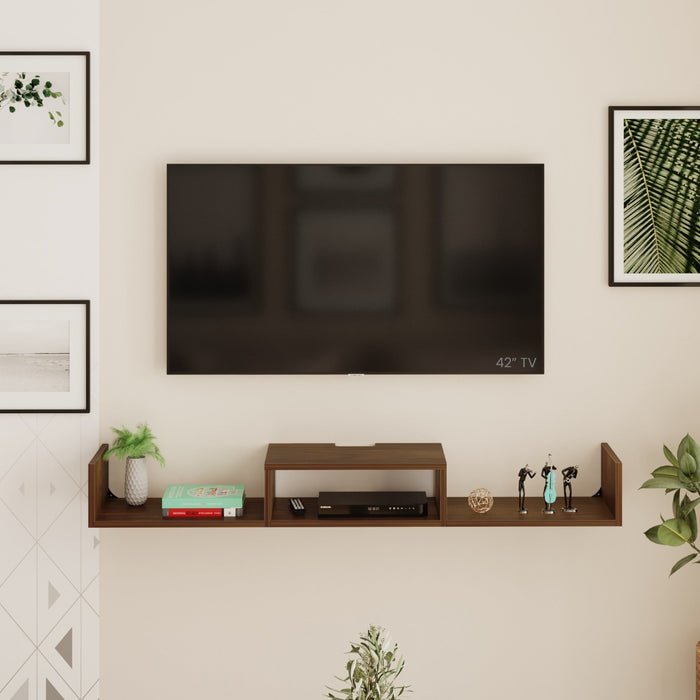 Aero Engineering Wood Wall Mount TV Entertainment Unit Set Top Box Stand/TV Cabinet with Shelves for Books & Décor Display Unit Bed Living Room Large Upto 50 Inches