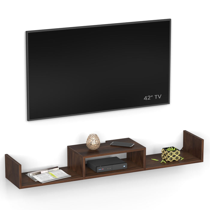 Aero Engineering Wood Wall Mount TV Entertainment Unit Set Top Box Stand/TV Cabinet with Shelves for Books & Décor Display Unit Bed Living Room Large Upto 50 Inches