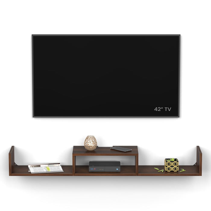 Aero Engineering Wood Wall Mount TV Entertainment Unit Set Top Box Stand/TV Cabinet with Shelves for Books & Décor Display Unit Bed Living Room Large Upto 50 Inches