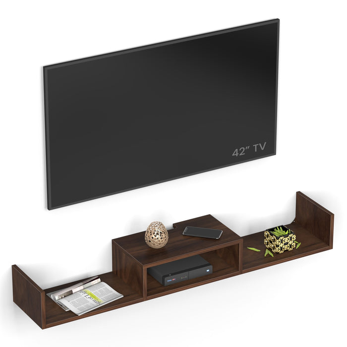 Aero Engineering Wood Wall Mount TV Entertainment Unit Set Top Box Stand/TV Cabinet with Shelves for Books & Décor Display Unit Bed Living Room Large Upto 50 Inches