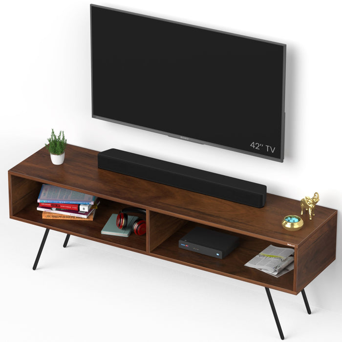 Averyl Engineering Wood TV Entertainment Unit /TV Cabinet with Shelves with Black Pencil Legs, Ideal for 55 Inches
