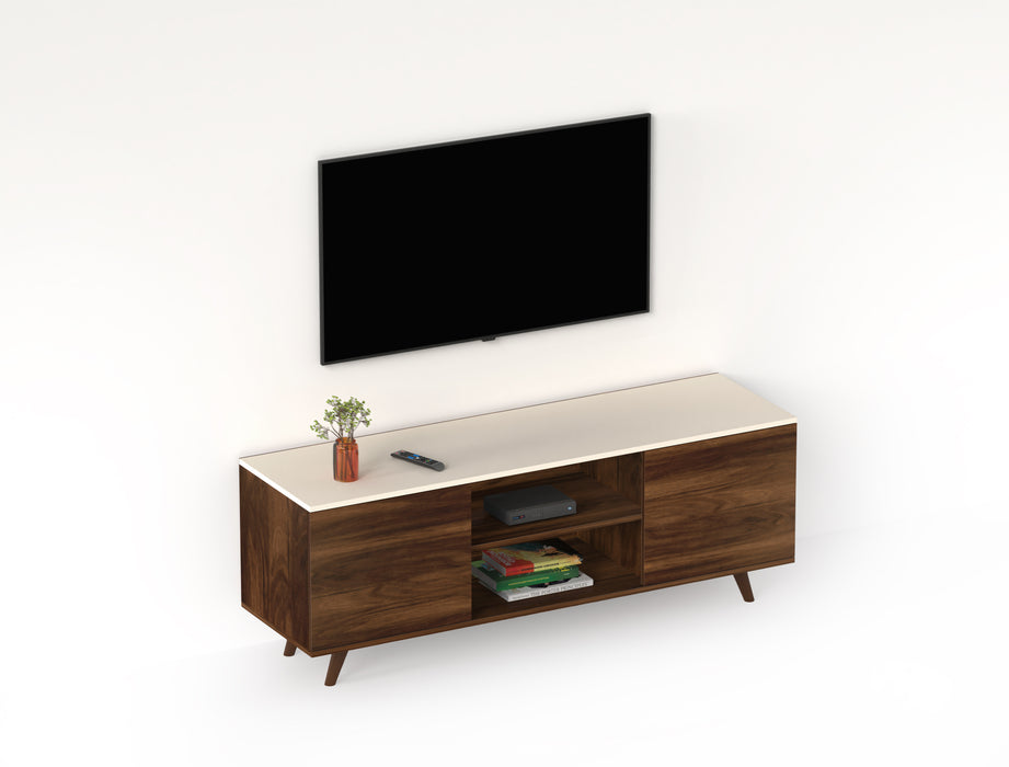 Harmond Engineered Wood Tv Entertainment Unit Cabinet with Storage, (Brown Maple & Ivory, for Upto 50"