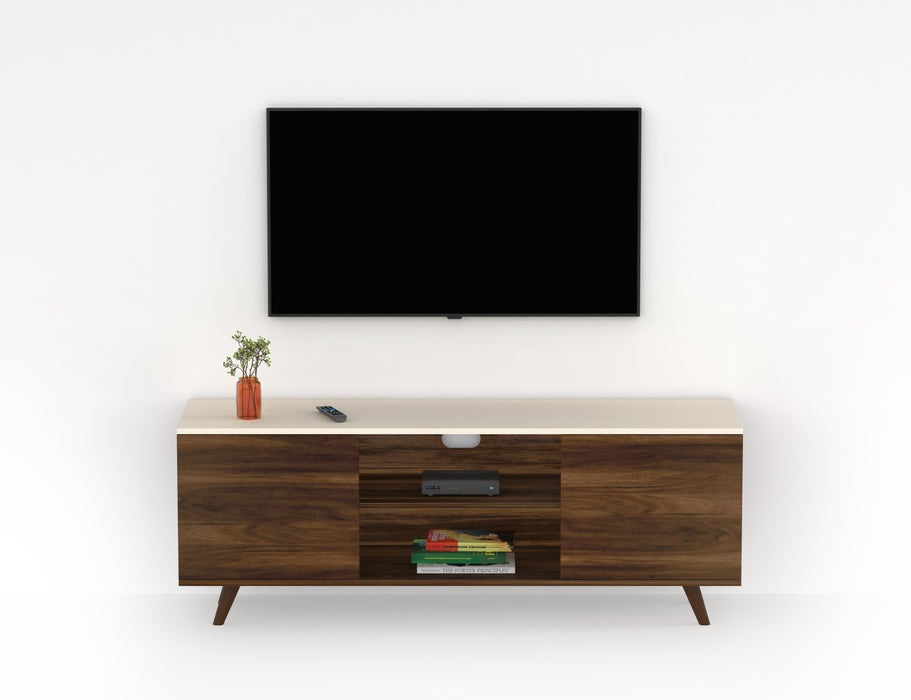 Harmond Engineered Wood Tv Entertainment Unit Cabinet with Storage, (Brown Maple & Ivory, for Upto 50"