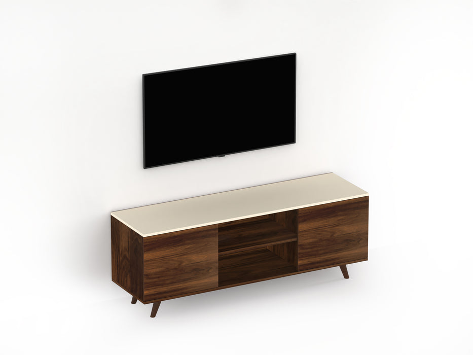 Harmond Engineered Wood Tv Entertainment Unit Cabinet with Storage, (Brown Maple & Ivory, for Upto 50"