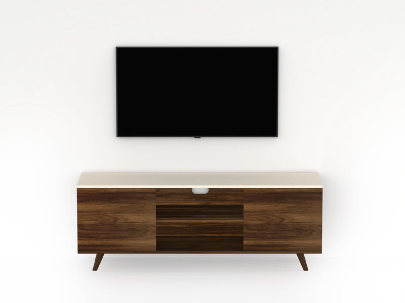 Harmond Engineered Wood Tv Entertainment Unit Cabinet with Storage, (Brown Maple & Ivory, for Upto 50"