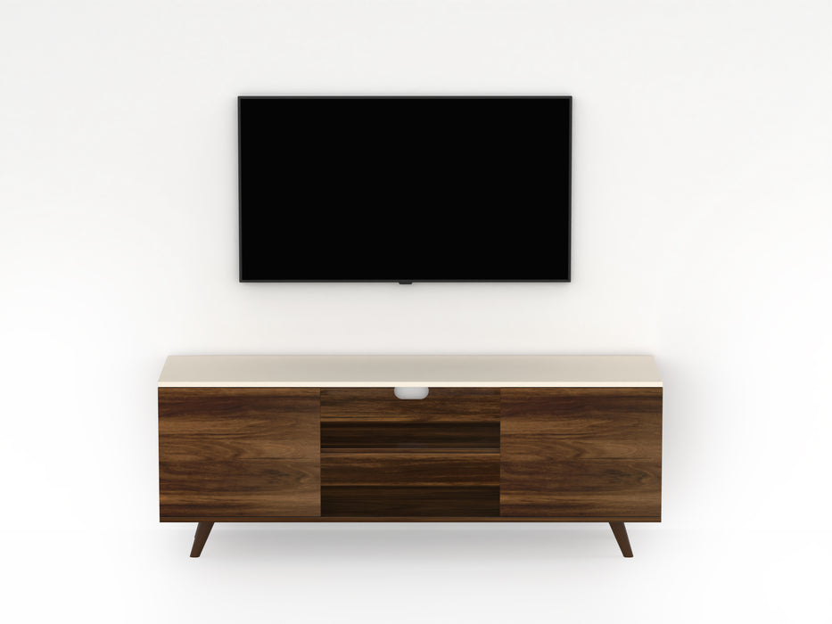 Harmond Engineered Wood Tv Entertainment Unit Cabinet with Storage, (Brown Maple & Ivory, for Upto 50"