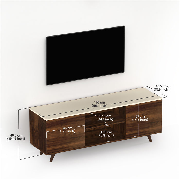 Harmond Engineered Wood Tv Entertainment Unit Cabinet with Storage, (Brown Maple & Ivory, for Upto 50"