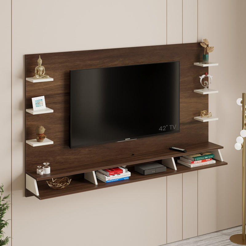 Harri TV unit cabinet with shelves for books & décor display , ideal for 55 inches TV- DIY (Brown Maple & White)