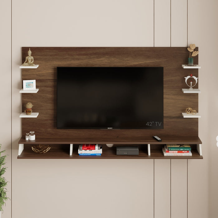 Harri Engineered Wood TV Entertainment Unit Set Top Box Stand/TV Cabinet with Shelves for Books & Décor Display Unit Bed Living Room Upto 55 Inches - DIY (Brown Maple & White)