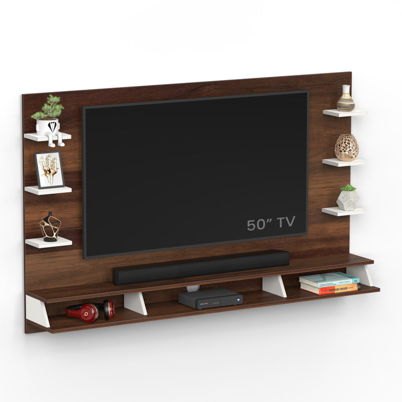 Harri TV unit cabinet with shelves for books & décor display , ideal for 55 inches TV- DIY (Brown Maple & White)