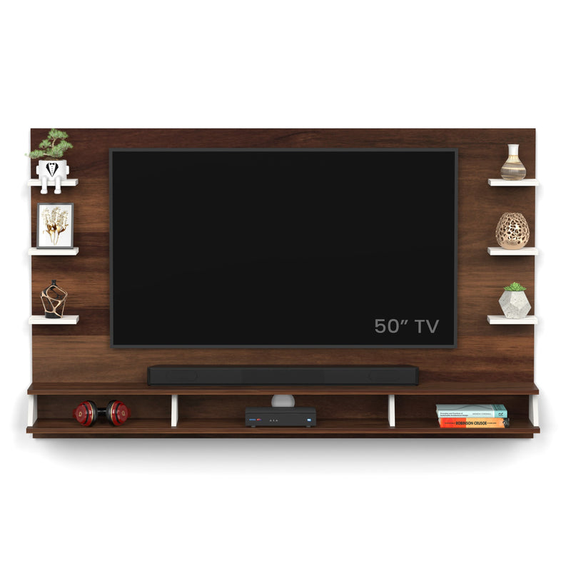 Harri TV unit cabinet with shelves for books & décor display , ideal for 55 inches TV- DIY (Brown Maple & White)