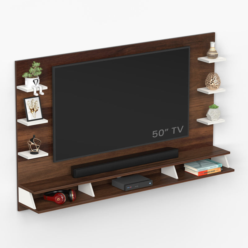 Harri TV unit cabinet with shelves for books & décor display , ideal for 55 inches TV- DIY (Brown Maple & White)
