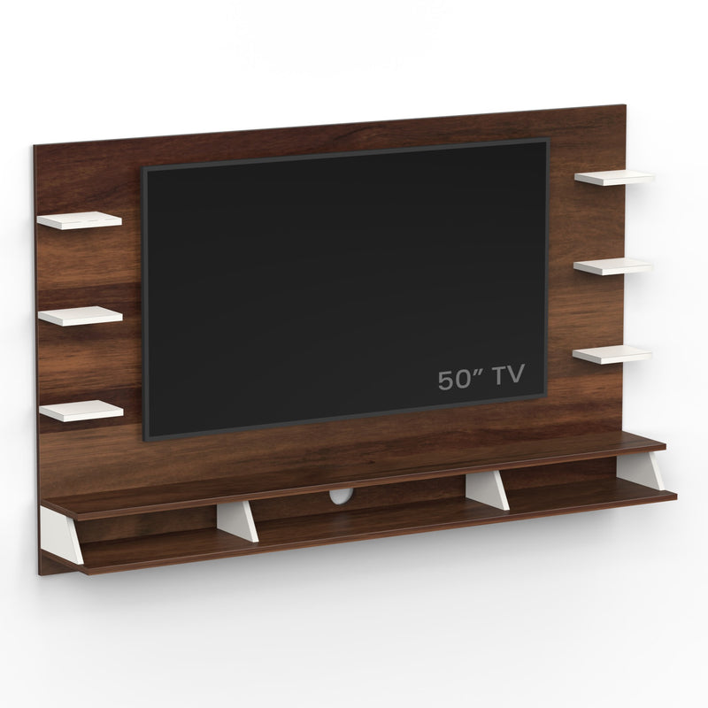Harri TV unit cabinet with shelves for books & décor display , ideal for 55 inches TV- DIY (Brown Maple & White)