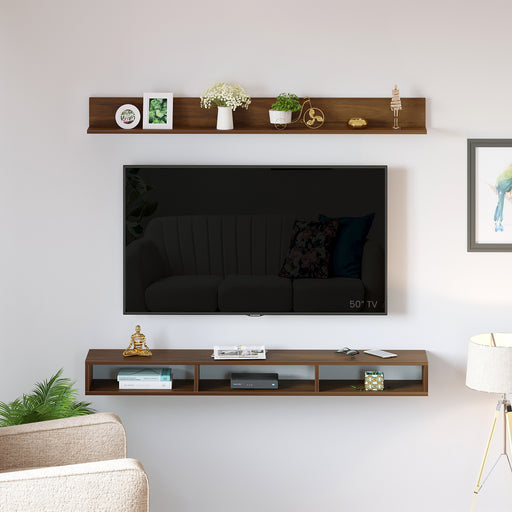 Kunsua Engineering Wood Wall Mount TV Entertainment Unit Set Top Box Stand/TV |Maple