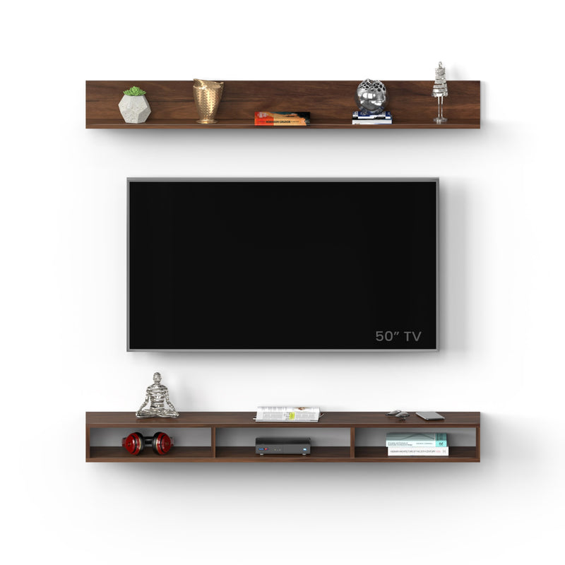 Kunsua Engineering Wood Wall Mount TV Entertainment Unit Set Top Box Stand/TV |Maple