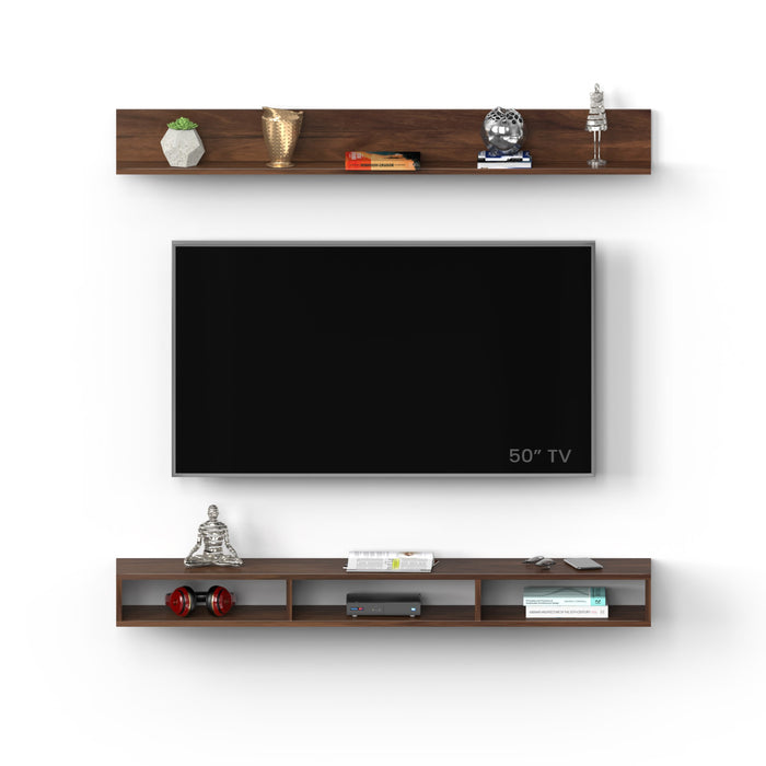 Kunsua Engineering Wood Wall Mount TV Entertainment Unit Set Top Box Stand/TV |Maple