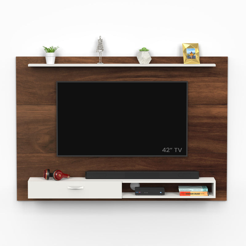 Lami TV unit & cabinet with shelves ideal for upto 60" TV - DIY (Brown Maple & White)