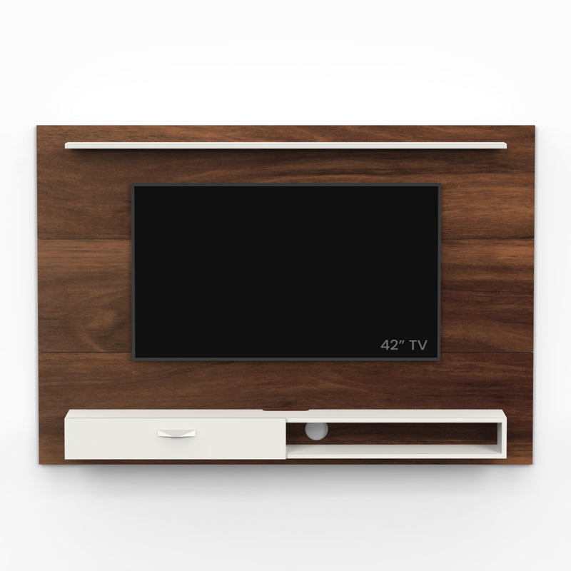 Lami TV unit & cabinet with shelves ideal for upto 60" TV - DIY (Brown Maple & White)