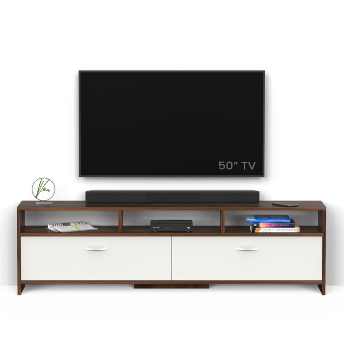 Mannsae Engineered Wood TV Entertainment Unit Set Top Box Stand/TV Cabinet with Shelves for Books & Décor Display Unit Bed Living Room Upto 65 Inches - DIY (Brown Maple & White)