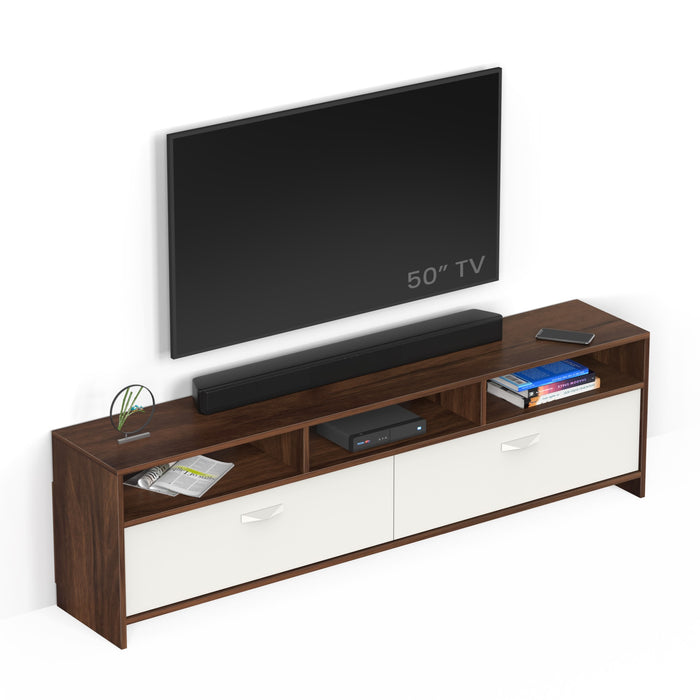 Mannsae Engineered Wood TV Entertainment Unit Set Top Box Stand/TV Cabinet with Shelves for Books & Décor Display Unit Bed Living Room Upto 65 Inches - DIY (Brown Maple & White)