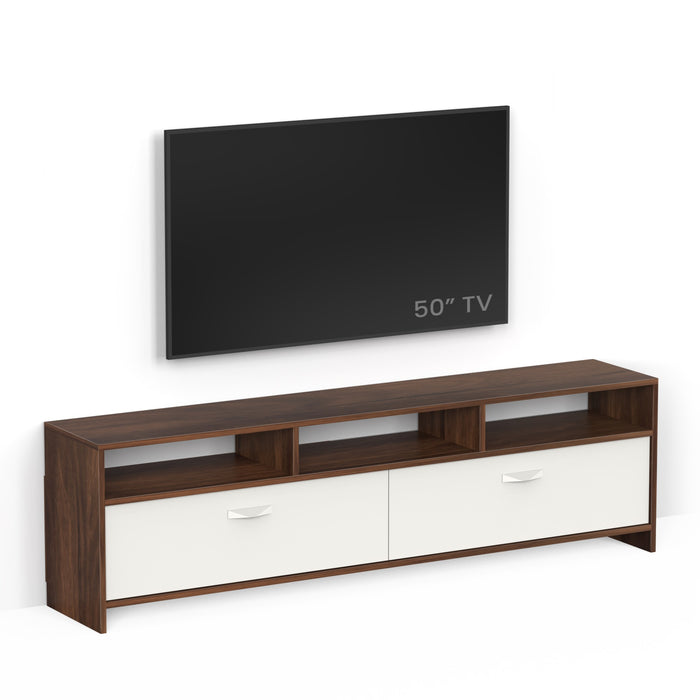 Mannsae Engineered Wood TV Entertainment Unit Set Top Box Stand/TV Cabinet with Shelves for Books & Décor Display Unit Bed Living Room Upto 65 Inches - DIY (Brown Maple & White)