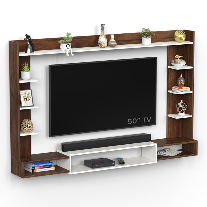 Orelia Engineered Wood TV Entertainment Unit Set Top Box Stand/TV Cabinet with Shelves for Books & Décor Display Unit Bed Living Room Upto 60 Inches - DIY (Brown Maple & White)