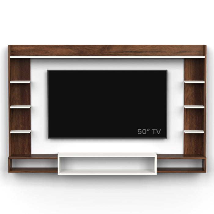 Orelia Engineered Wood TV Entertainment Unit Set Top Box Stand/TV Cabinet with Shelves for Books & Décor Display Unit Bed Living Room Upto 60 Inches - DIY (Brown Maple & White)