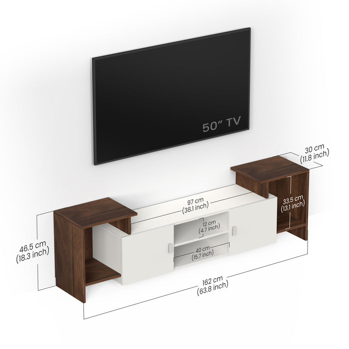 Optimal Engineered Wood TV Entertainment Unit Set Top Box Stand/TV Cabinet with Shelves for Books & Décor Display Unit Bed Living Room Upto 65 Inches - DIY (Brown Maple & White)