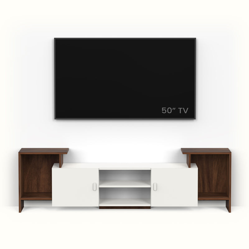 Optimal TV unit & cabinet ideal for upto 65 Inches TV - DIY (Brown Maple & White)