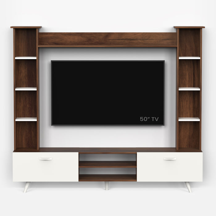 Pinn Engineered Wood TV Entertainment Unit Set Top Box Stand/TV Cabinet with Shelves for Books & Décor Display Unit Bed Living Room Upto 60 Inches - DIY (Brown Maple & White)