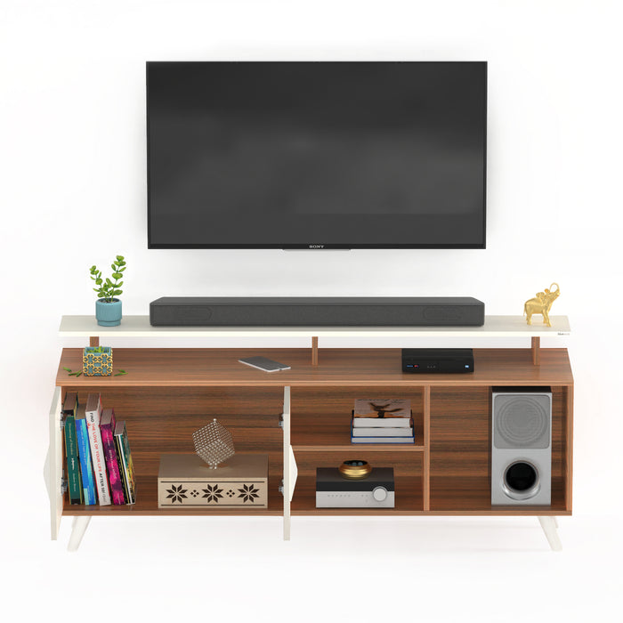 Skiddo TV Unit, Ideal for 55" |Walnut