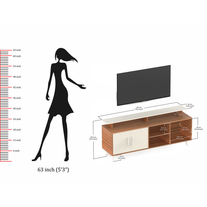 Skiddo TV Unit, Ideal for 55" |Walnut