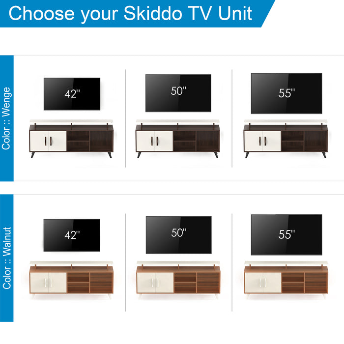 Skiddo TV Unit, Ideal for 55" |Walnut