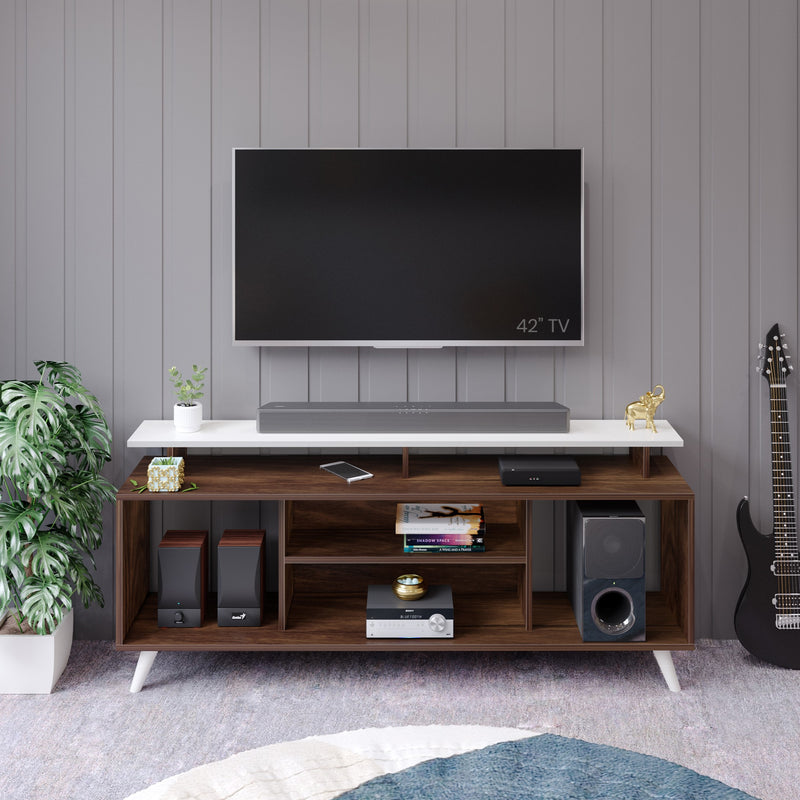 Skiddo lite TV entertainment unit set top box stand ideal for upto 55 Inches (Brown Maple & White)