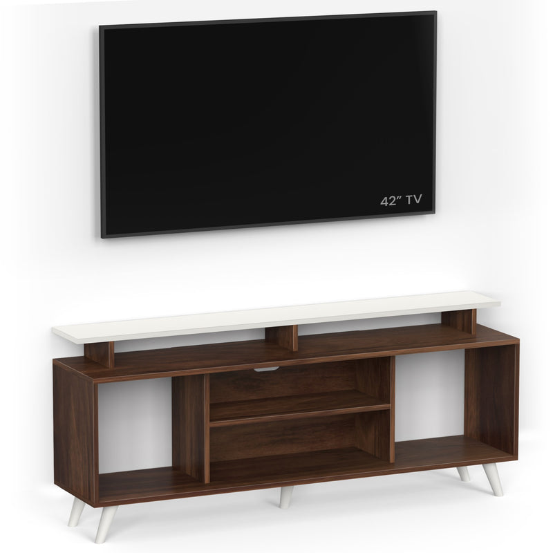 Skiddo lite TV entertainment unit set top box stand ideal for upto 55 Inches (Brown Maple & White)