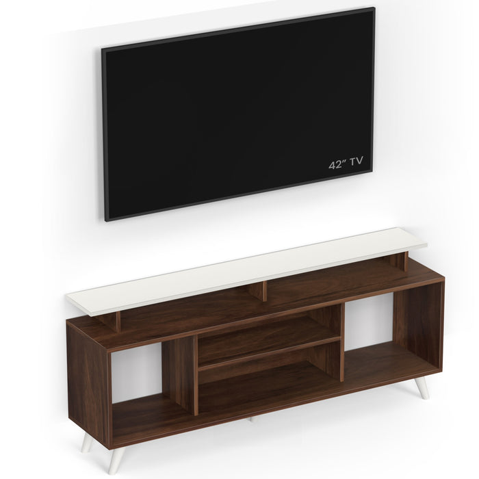 Skiddo Lite Engineered Wood TV Entertainment Unit Set Top Box Stand/TV Cabinet with Shelves for Books & Décor Display Unit Bed Living Room Upto 55 Inches - DIY (Brown Maple & White)