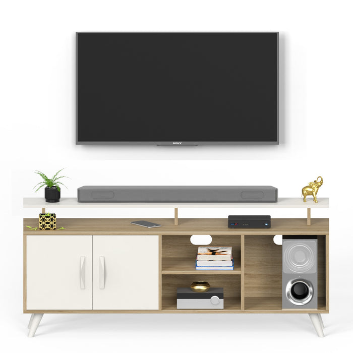 Skiddo TV Unit, Ideal for 55" |European Oak & White