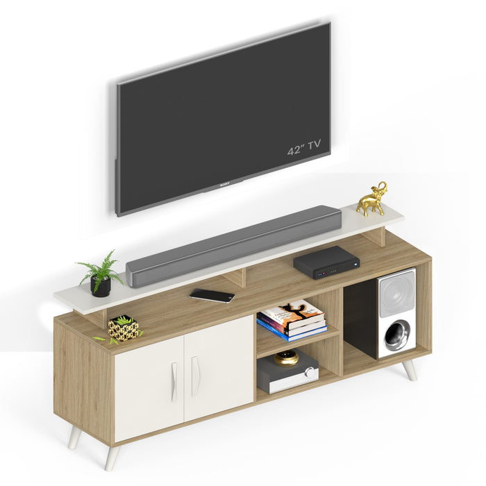 Skiddo TV Unit, Ideal for 55" |European Oak & White