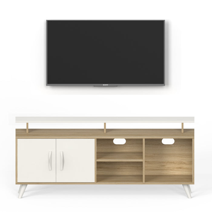 Skiddo TV Unit, Ideal for 55" |European Oak & White