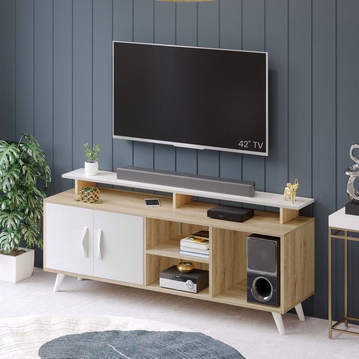 Skiddo TV Unit, Ideal for 55" |European Oak & White