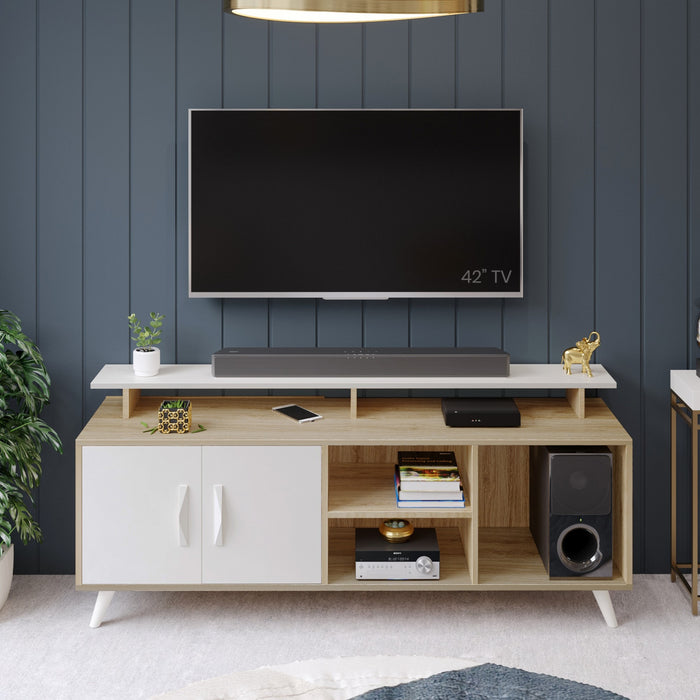 Skiddo TV Unit, Ideal for 55" |European Oak & White