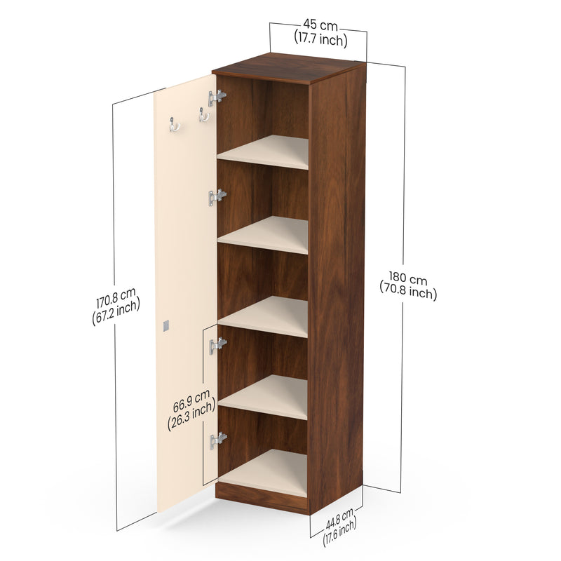 Andrie Single Door Wardrobe |Maple