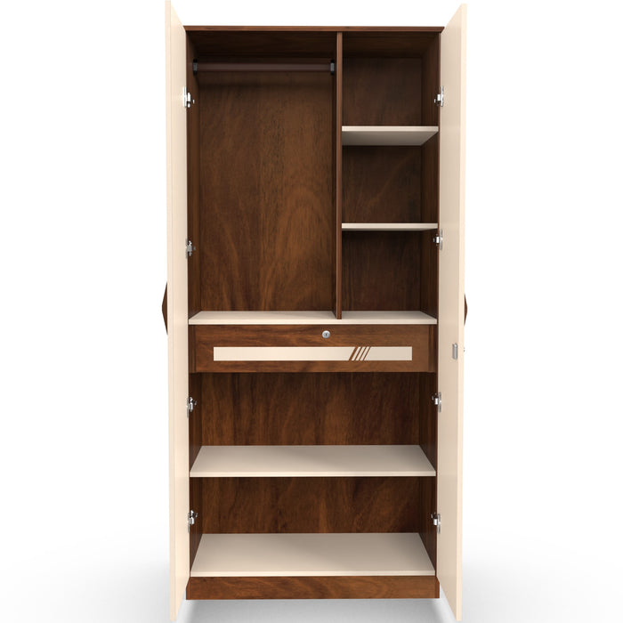 Andrie 2 Door Wardrobe with Drawer |Maple & White