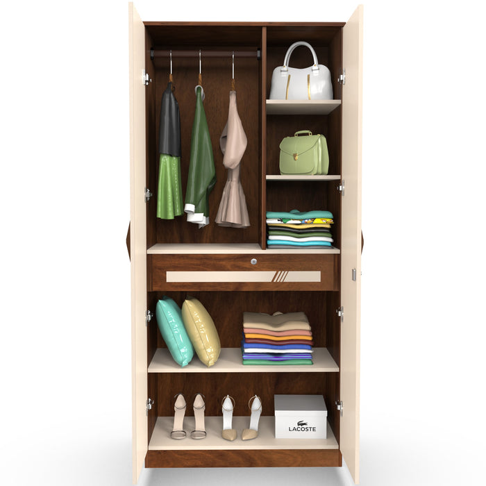 Andrie 2 Door Wardrobe with Drawer |Maple & White