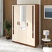 Andrie 3 Door Wardrobe with Mirror and Drawer |Maple & Beige