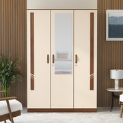 Andrie 3 Door Wardrobe with Mirror and Drawer |Maple & Beige