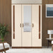 Andrie 3 Door Wardrobe with Mirror and Drawer |Maple & Beige