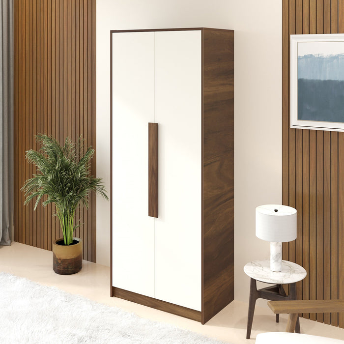Maltein 2 Door Wardrobe/Clothes Storage Rack Organizer Almirah Cupboard with Shelves and Cloth Hanger for Bedroom Home Furniture – DIY (Brown Maple & White) (72 x 40 x 180) CM
