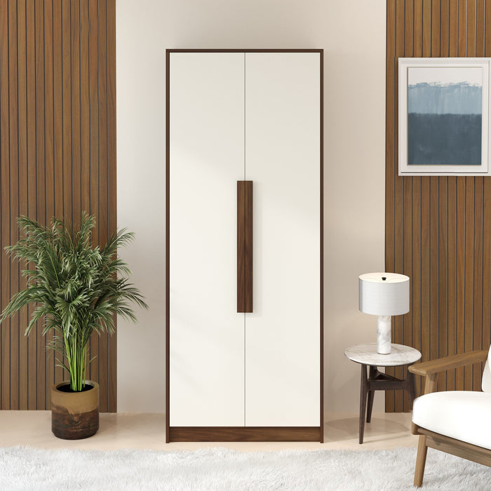 Maltein 2 Door Wardrobe/Clothes Storage Rack Organizer Almirah Cupboard with Shelves and Cloth Hanger for Bedroom Home Furniture – DIY (Brown Maple & White) (72 x 40 x 180) CM